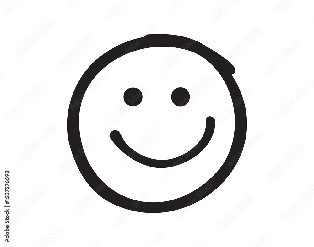Fototapeta premium Smile face Doodle sketch style icon. Smiling face hand drawn, happy emotion concept.