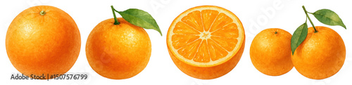 PNG Fresh juicy oranges vibrant illustration, element set on transparent background