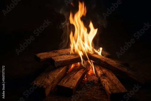 wood burning in fireplace