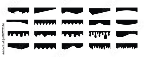 Separators shapes for website presentation set. Curve Lines, Wave, Drops and triangular dividers for Top or Bottom Page. Frame of header