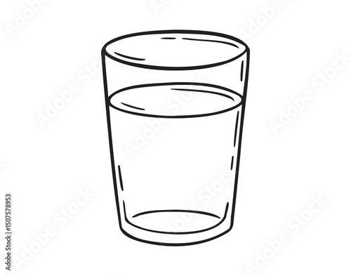 glass of water doodle hand drawn icon. Outline drawing glass of water line clipart symbol
