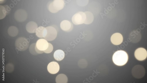 Bright White and Soft Yellow Bokeh Lights Gently Shimmering on Muted Gray Background — Minimalistic and Elegant Abstract Loop