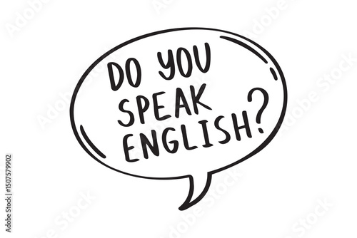 do you speak english doodle letter and talking balloon hand drawn icon. 