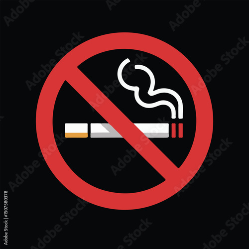 Forbidden smoking: a red no smoking sign vector warns against the dangers of tobacco addiction