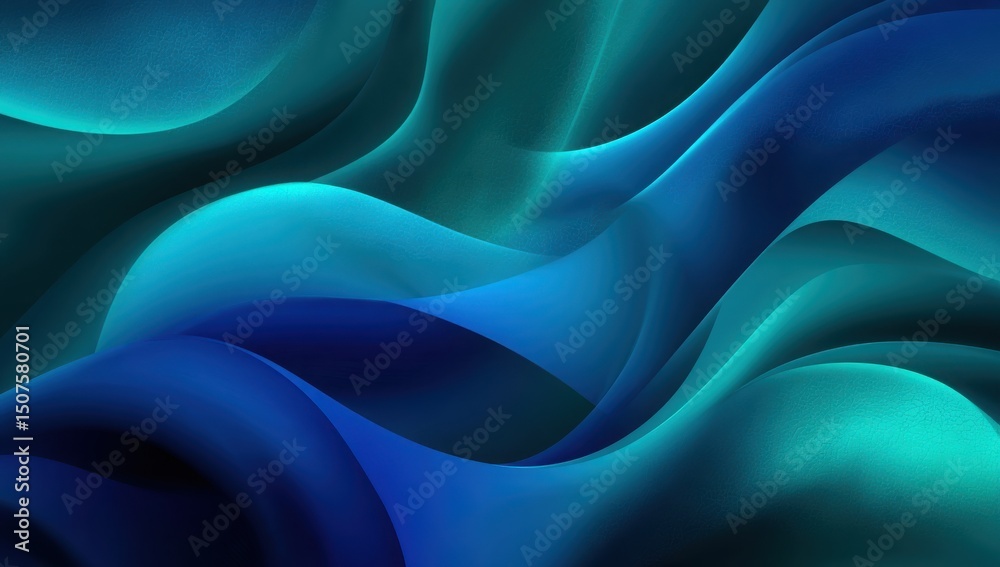 Obraz premium Abstract Blue Teal Wave Pattern Background Design Digital Art Illustration