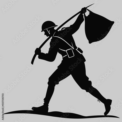 a soldier marching silhouette vector design art and illustration