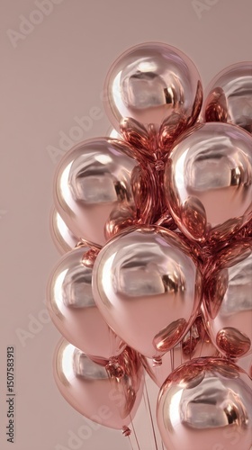 Balloon Arrangement With Reflective Rose Gold Finish in Festive Decoration Se...