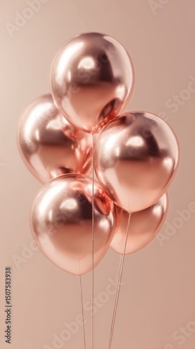 Balloon Arrangement With Reflective Rose Gold Finish in Festive Decoration Se...