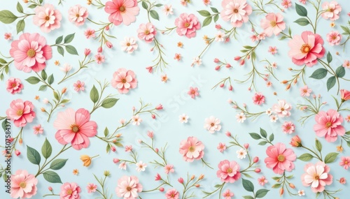 Pastel floral motif, delicate repetitive design suitable for phone backgrounds, botanical, seamless