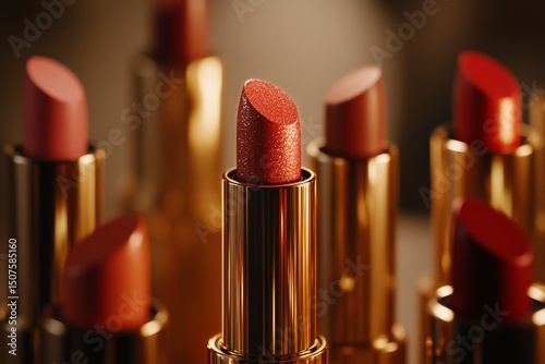 Various Lipsticks in Different Shades Displayed on a Clean Surface During Bri...
