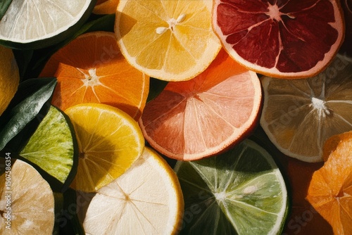 Vibrant Display of Citrus Fruits With Bright Colors and Varied Textures in a ...