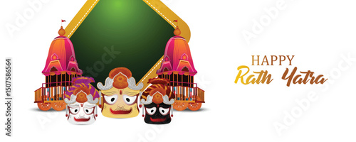 Indian traditional festival happy rath yatra with lord jagannath balabhadra and subhadra