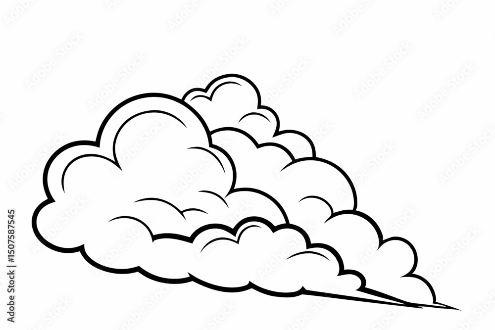 Fototapeta premium Set of fluffy cumulus clouds in silhouette style