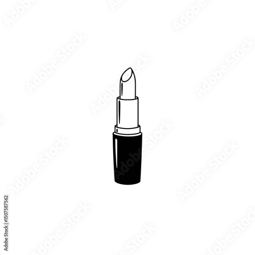 Lipstick in black tube with pointed tip, vector icon. Make-up and beauty salon concept. Cosmetic products