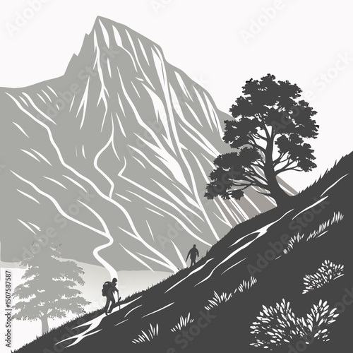 Shaded mountain slope with detailed ridgeline