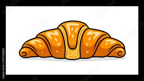 A delicious cartoon illustration of a golden croissant, perfect for breakfast or a quick snack on a white background. Vector illustration