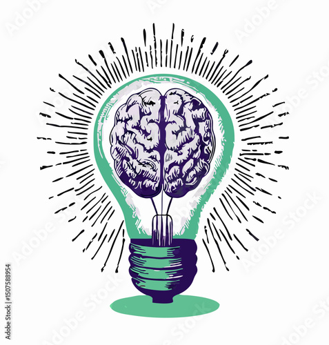 Brain Inside Light Bulb: Idea, Innovation, Creativity Concept