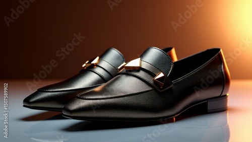 Elegant leather loafers with gold accent
