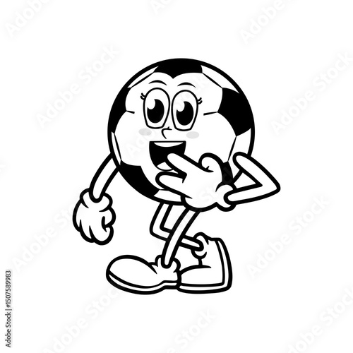 Cartoon Ball Mascot Character Vector Design Black White