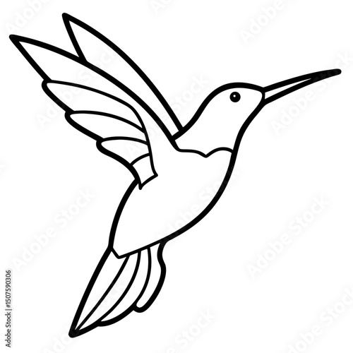 Minimalist Hummingbird Silhouette – Black Icon on White Background