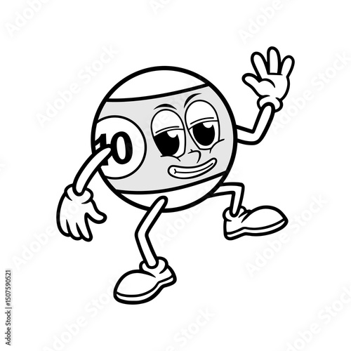 Cartoon Ball Mascot Character Vector Design Black White