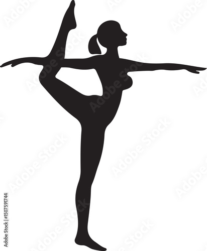 Woman performing dancer pose yoga silhouette illustration vector illustration  