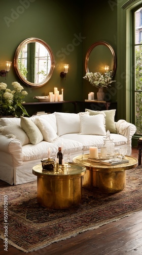 Cozy Living Room With Elegant Decor and Warm Lighting in a Serene Atmosphere