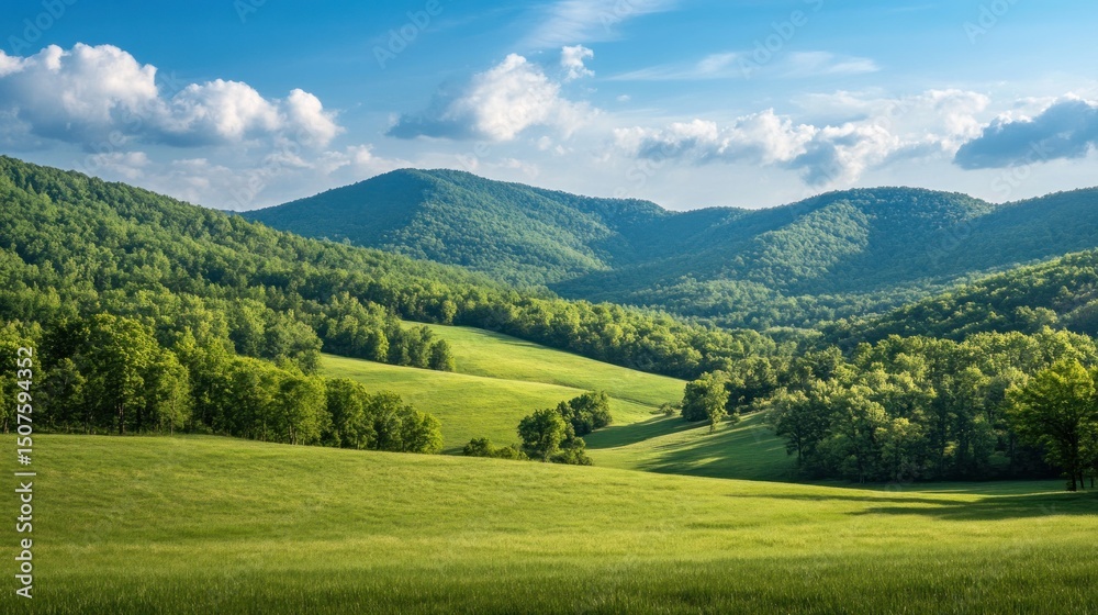 Obraz premium Lush Valley and Mountains