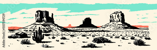 Monument Valley Arizona Landscape Sunset Graphic Art