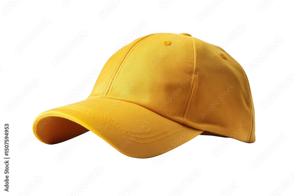 Fototapeta premium Isolated yellow baseball cap still life on white background on transparent background