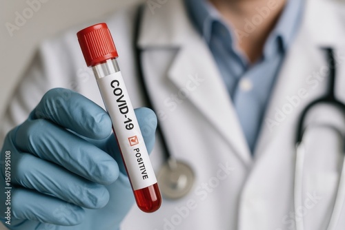 Wallpaper Mural Health professional holds COVID 19 positive test tube in a clinical setting Torontodigital.ca