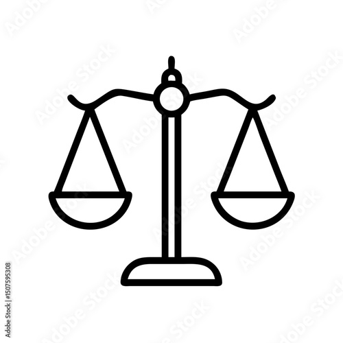 Legal scales representing justice in minimalist black line art  