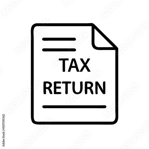 Tax return document with a folded corner on a white background  