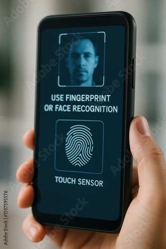 Wallpaper Mural Unlocking smartphones with facial recognition in a modern environment Torontodigital.ca