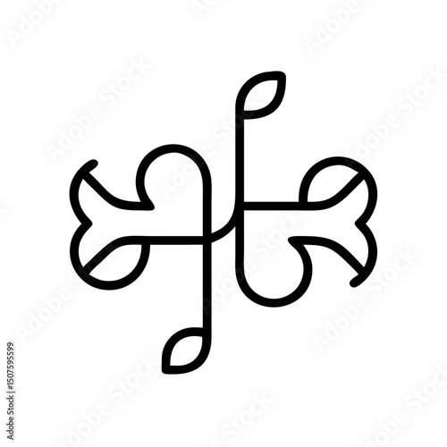 Abstract floral design in line art style with leaves and curves  