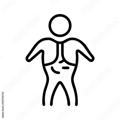 Simplified human body outline with internal organs illustration  