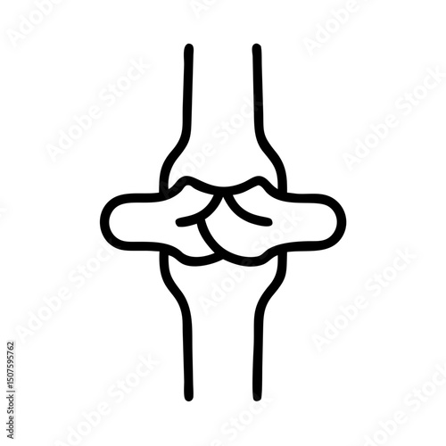 Simplified illustration of a human knee joint in line art style  