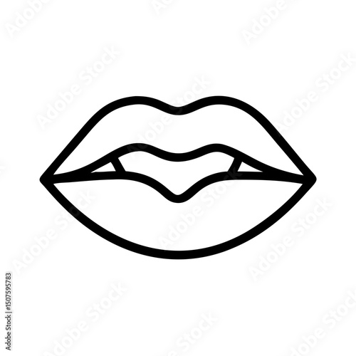 Outline of lips in simple minimalist style for beauty representation  