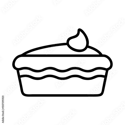 Line art illustration of a pastry dessert with cream topping  