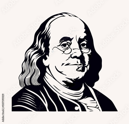 Black and White Portrait of Benjamin Franklin