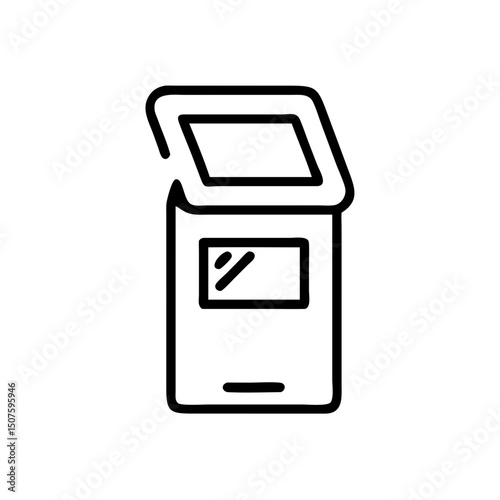 ATM machine in minimalistic line art style on white background  