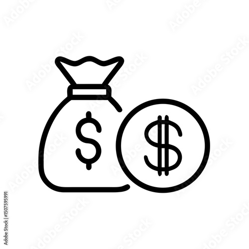 Money bag and coin symbolizing finance and budget management  