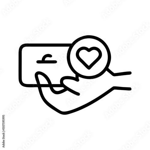 Hand holding credit card with heart symbol for payment appreciation  