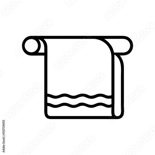Line drawing of a rolled bath towel with decorative pattern  