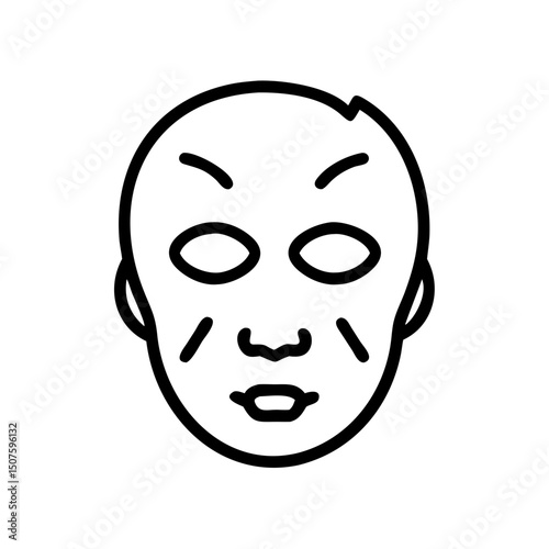 Facial mask illustration in minimalist line art style  