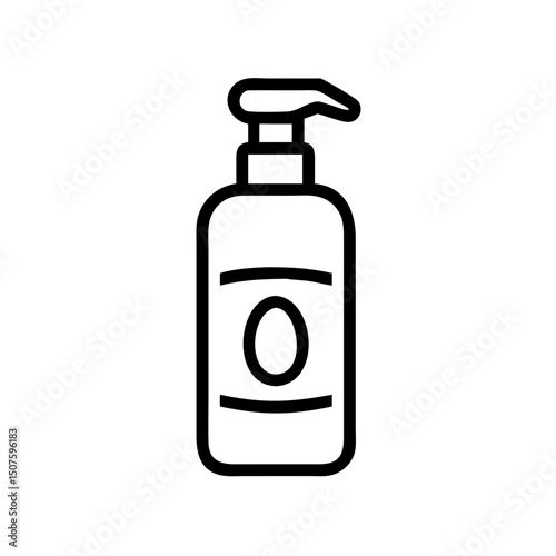 Lotion bottle with pump dispenser in minimalist line art style  