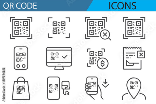  Icons of QR Codes and Barcodes for E-commerce and Marketing