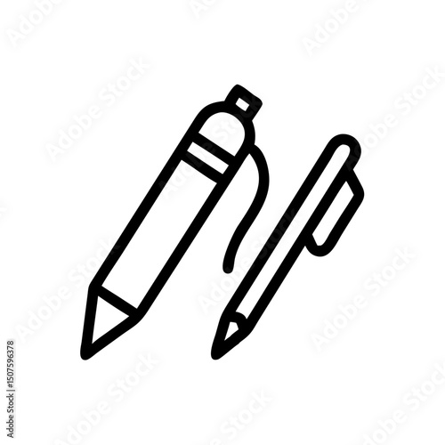 Two stationery writing instruments in minimalist line design  