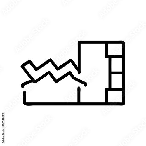 Factory outline with fluctuating graph line indicating growth  