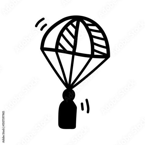 Parachute vector with minimalist doodle design style